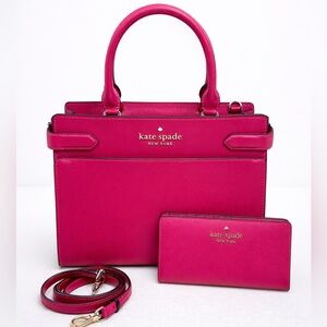 ☀️Kate Spade Staci Satchel & Wallet - Pink Ruby